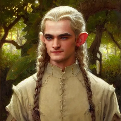 Prompt: a beautiful painting of attractive legolas the elf at the apple event, highly detailed painting by gaston bussiere, craig mullins, j. c. leyendecker 8 k