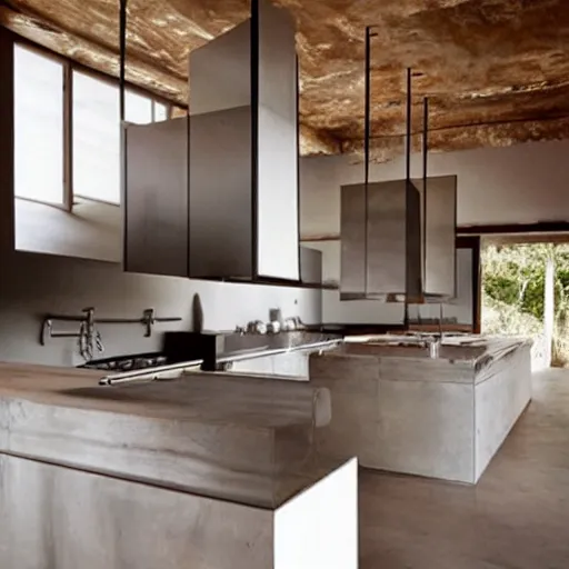 Image similar to “extravagant luxury modern rustic kitchen interior design, by Tadao Ando and Koichi Takada”