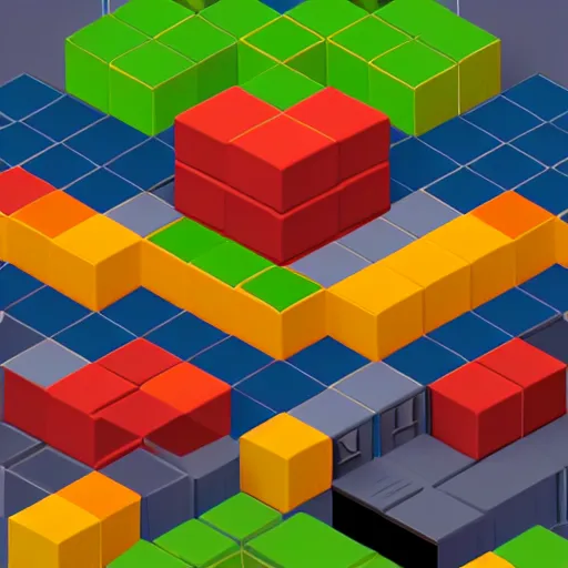 Image similar to transparent cube, isometric, voxels, game art