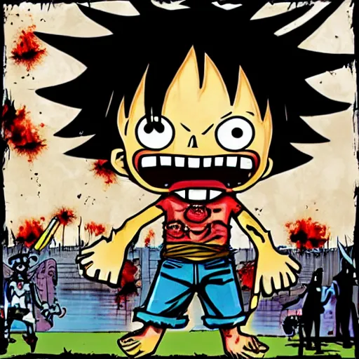 Image similar to luffy as zombie