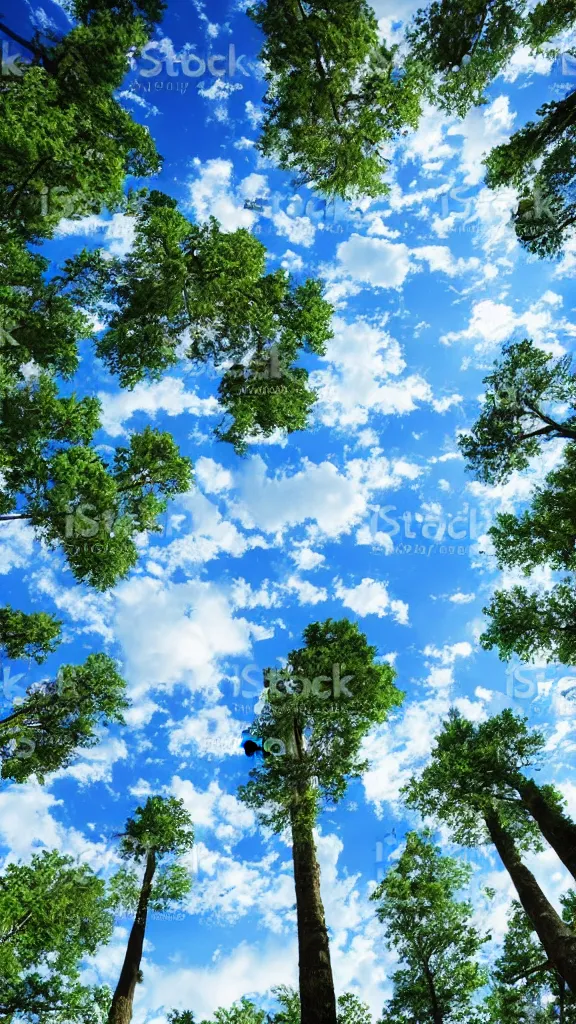 Image similar to beautiful sky with tons of aligned trees, epic stock photo