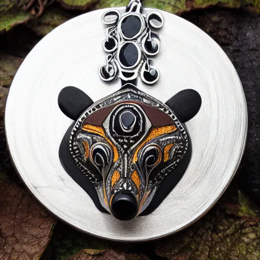 Image similar to jewelry inspired by the Haida Gwaii bear spirit, high detail, product photo