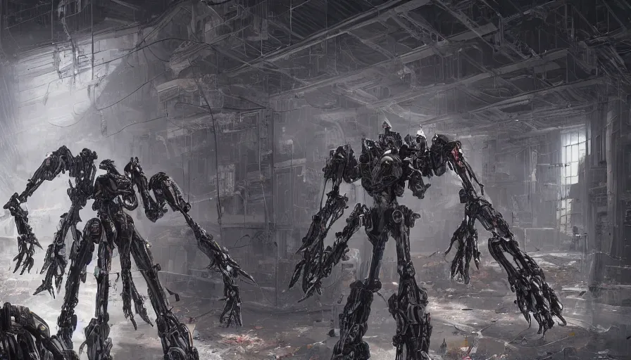 Image similar to mecha covered by cobwebs in an dusty warehouse, hyperdetailed, artstation, cgsociety, 8 k