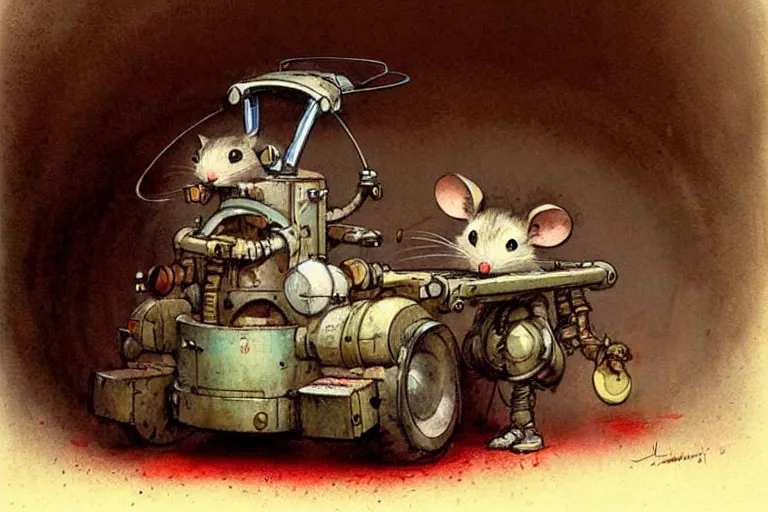 Prompt: adventurer ( ( ( ( ( 1 9 5 0 s retro future robot mouse tunneling machine. muted colors. ) ) ) ) ) by jean baptiste monge!!!!!!!!!!!!!!!!!!!!!!!!! chrome red