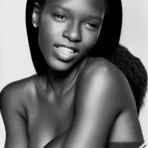 Image similar to photo of a beautiful 1 9 8 7 black young female model