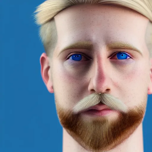 Image similar to A portrait of a british man, digital painting man with short blond hair and a short blond beard, blue eyes, pale skin, English heritage, digital art, cartoon, mid-shot, 8k