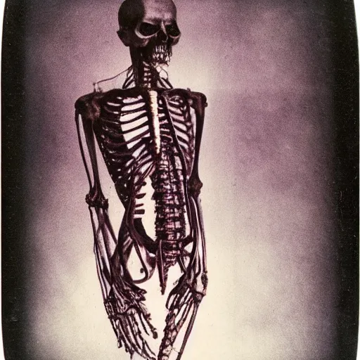 Prompt: polaroid of fantasy undead lich anatomical by Tarkovsky