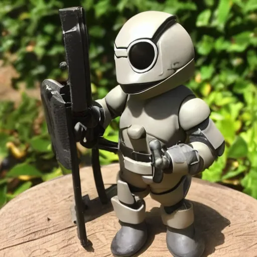 Prompt: cute pvc figure of a masked grunt of a dystopian scifi regime