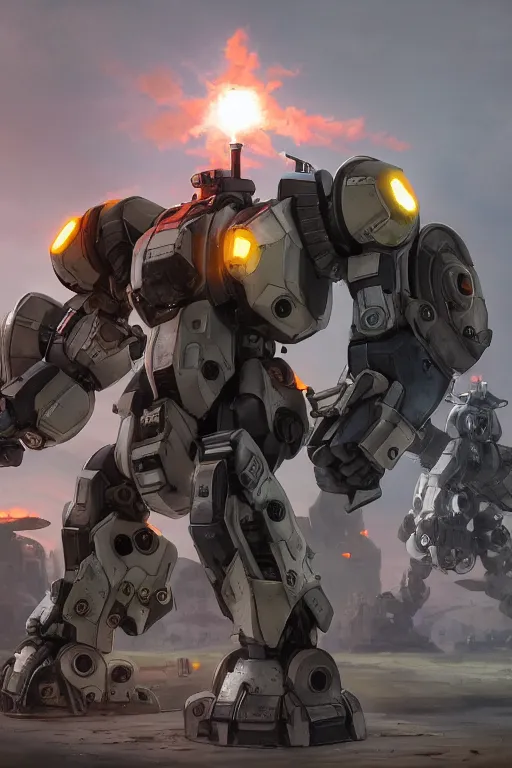 Image similar to mechwarrior 5 : mercenaries mech megaman transformer robot boss tank engine game octane render, 4 k, hd 2 0 2 2 3 d cgi rtx hdr style chrome reflexion glow fanart, global illumination ray tracing hdr fanart arstation by ian pesty by jesper ejsing pixar and disney unreal zbrush central hardmesh