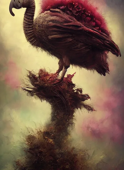 Image similar to the dodo, highly detailed, cinematic, 8 k, by megan duncanson, benjamin lacombe, adrian borda, stanley artgermm, tom bagshaw, craig mullins, carne griffiths, ayami kojima, beksinski, giger, trending on deviantart, hyper detailed, horror, full of colour