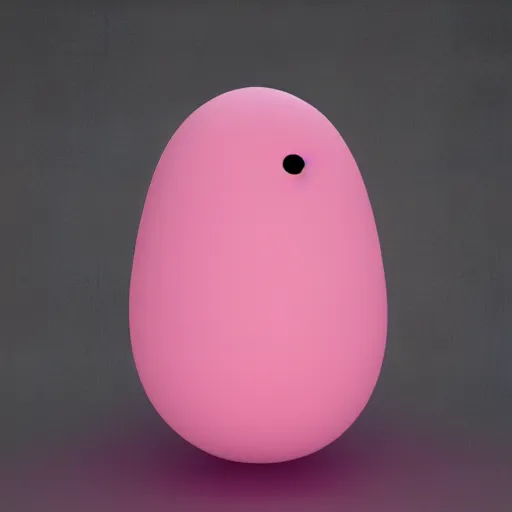 Prompt: 3D render of a cute pink humanoid jellybean with a white circular simplistic mouthless face