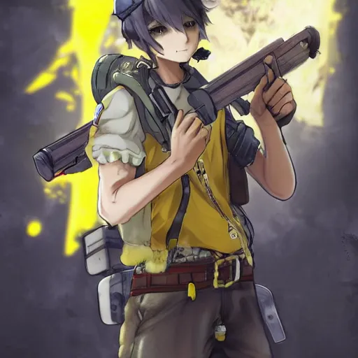 anime boy with machine gun