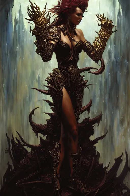 Image similar to queen of blades, throne of darkness highly detailed painting by gaston bussiere, craig mullins, j. c. leyendecker 8 k