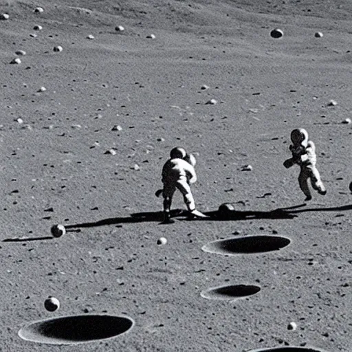 Prompt: a soccer match on the moon