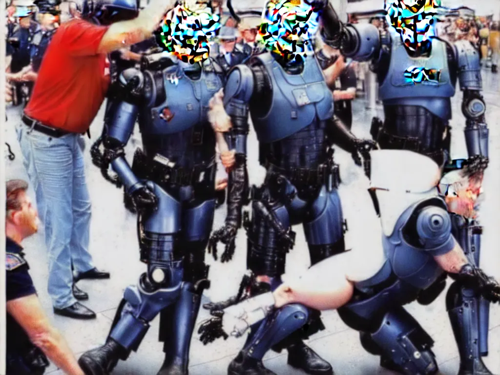 Image similar to robocop arresting donald trump