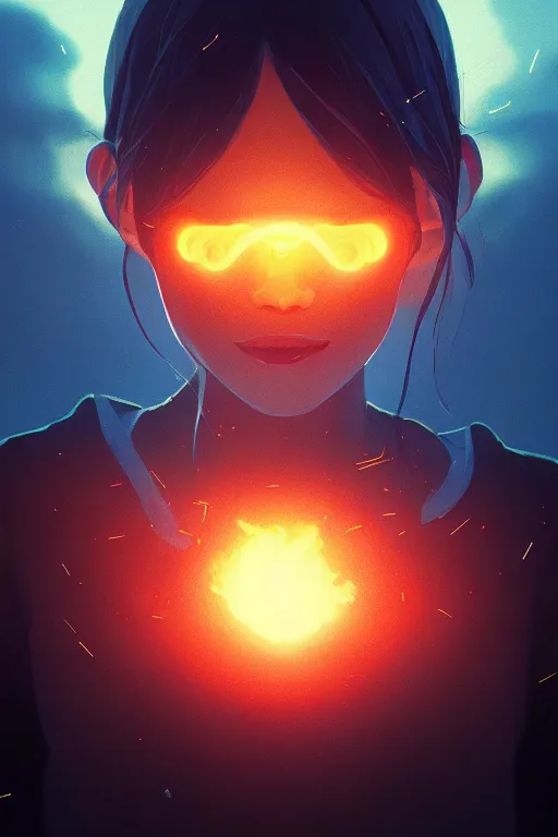 Image similar to 4K hyper detailed portrait of a beautiful liminal embers igniting a black background, flying through the sky, sending flickering aesthetic firefly ashes towards viewer by Makoto Shinkai, by Artgerm, by beeple, by Greg Rutkowski, volumetric lighting, octane render, 4K resolution, trending on artstation, masterpiece