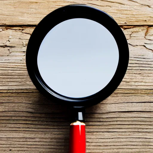 Prompt: a black symbol of a magnifying glass in front of a white background,