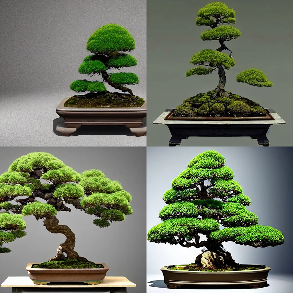 Prompt: a bonsai tree in a pot on a stand, a flemish baroque by jiao bingzhen, trending on cg society, ecological art, rendered in unreal engine, made of insects, physically based rendering