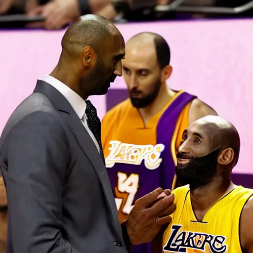 Prompt: kobe bryant talking to rick grimes