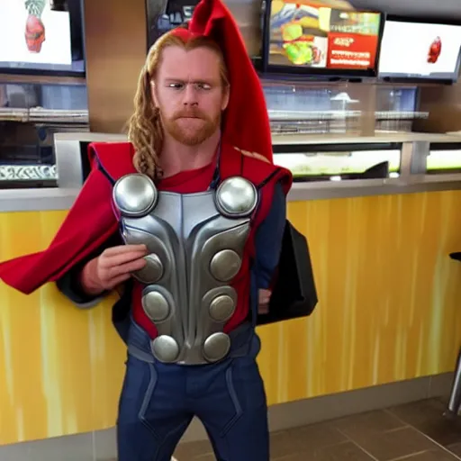 Image similar to thor working in mcdonalds