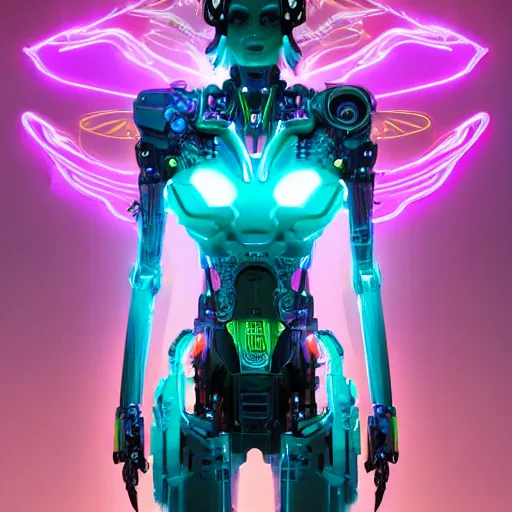 Prompt: a beautiful digital artwork of a neon glowing cyborg phenix with robotic mech parts by artgerm, tooth wu, dan mumford, beeple, wlop, rossdraws, james jean, marc simonetti. intricate, epic lighting, cinematic composition, hyper realistic, 8 k resolution, unreal engine 5