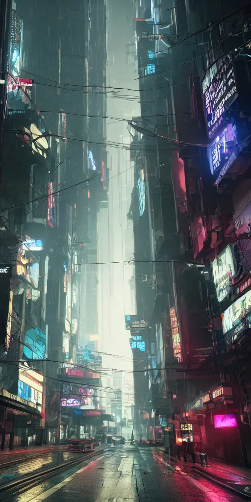 Prompt: cyberpunk streets. cables, wires, narrow. rain. haze. ultra high details. 8k. photorealistic. dark. shadows