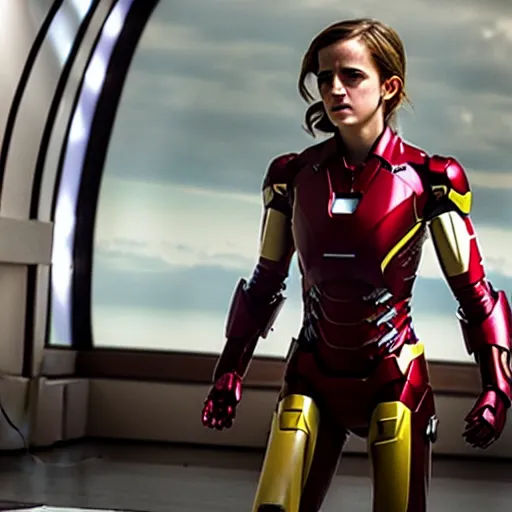 Image similar to a still of emma watson in iron man