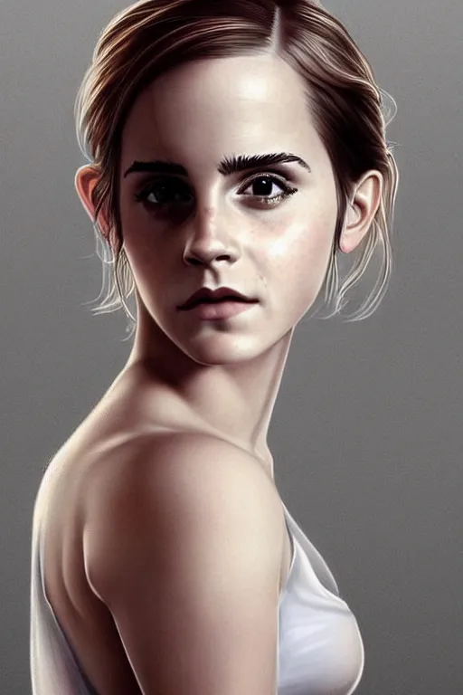 Prompt: emma watson in the style of stefan kostic, realistic, full body, sharp focus, 8 k high definition, insanely detailed, intricate, elegant, art by stanley lau and artgerm