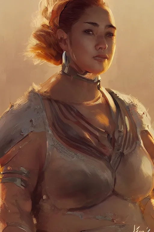 Prompt: portrait of a beautiful chonky young female warrior in the middle of a fight as drawn by eric anthony johnson ericanthonyj artstation artgerm greg rutkowski and magali villeneuve 8 k subsurface scattering, soft light