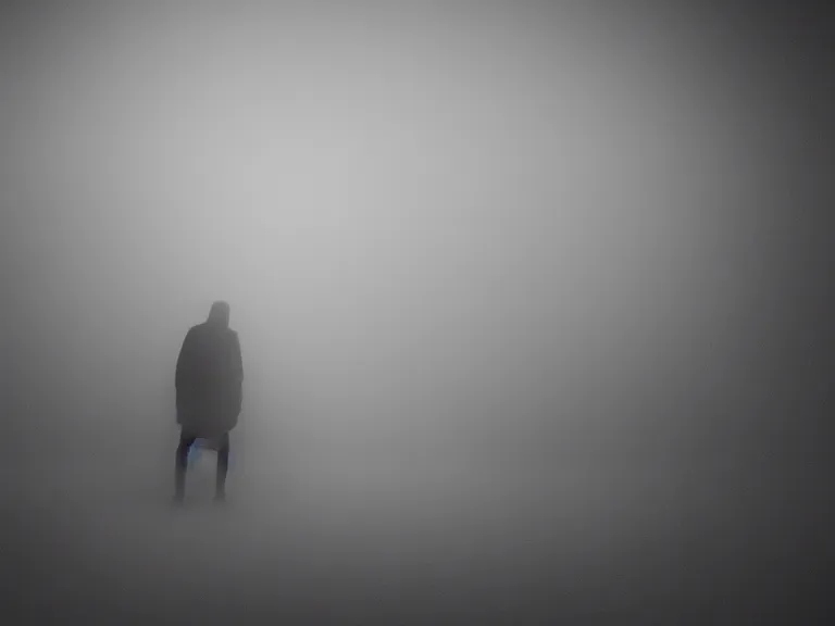 Image similar to film photograph of vagrant at night volumetric fog