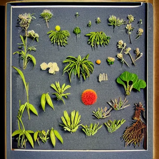 Image similar to a walter wick ( i spy book illustrator ) miniatures photograph of indian plants in outer space