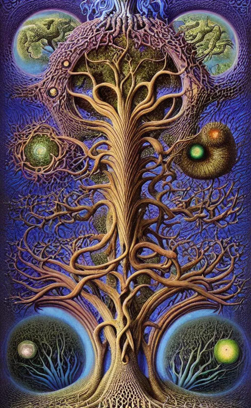 Image similar to tree of life by roger dean and andrew ferez, art forms of nature by ernst haeckel, divine chaos engine, symbolist, visionary, art nouveau, botanical fractal structures, organic, detailed, realistic, surreality