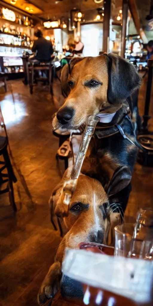 Image similar to dog drinks beer in the bar in germany