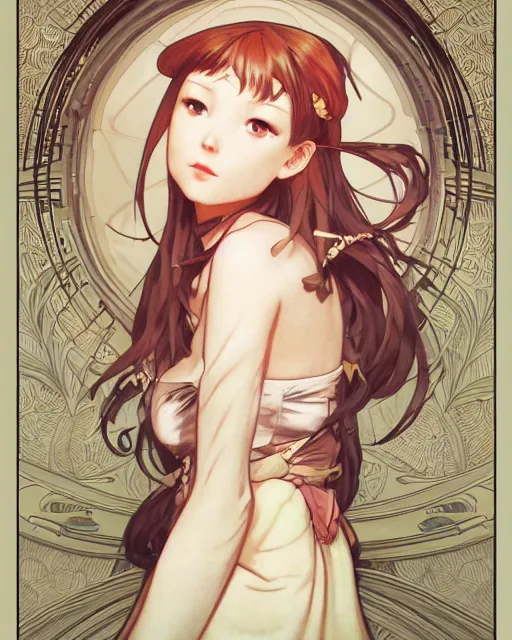 Prompt: illustrated by artgerm, range murata, alphonse mucha