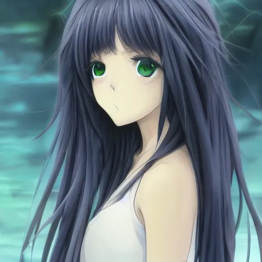 Image similar to a portrait of a beautiful anime girl, long hair