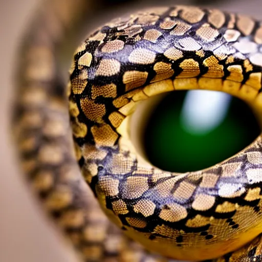 Image similar to close up of a Snake Eye in its natural environment, macro, High detail.