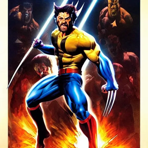Prompt: wolverine poster drawn by alex ross