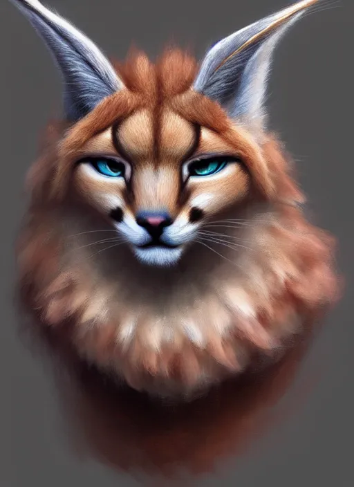 Prompt: cute fluffy caracal as apollo ancient greek god, details, fantasy, epic, ancient greek city, intricate, decadent, highly detailed, octane render, digital painting, artstation, concept art, sharp focus, illustration, art by artgerm, loish, wlop