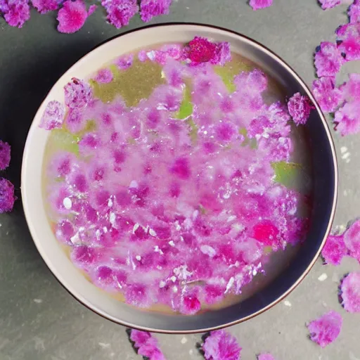 Image similar to waterpaint top view of a bowl of sakura petals soup