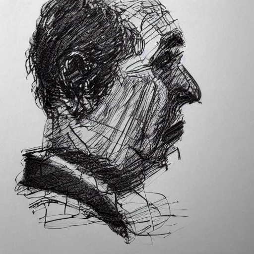 Image similar to a realistic yet scraggly portrait sketch of the side profile of a stern and sophisticated the spy, trending on artstation, intricate details, in the style of frank auerbach, in the style of sergio aragones, in the style of martin ansin, in the style of david aja, in the style of mattias adolfsson