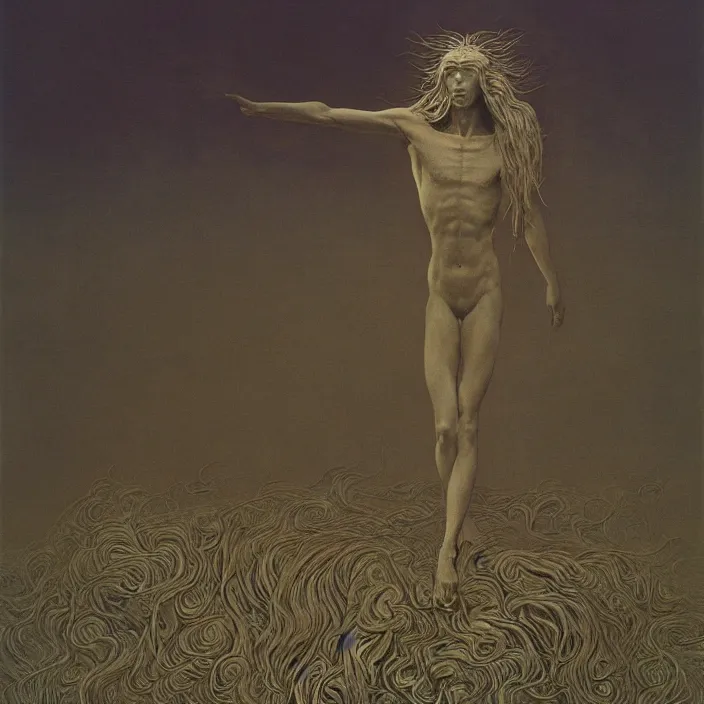 Image similar to Boreas by Zdzisław Beksiński, oil on canvas