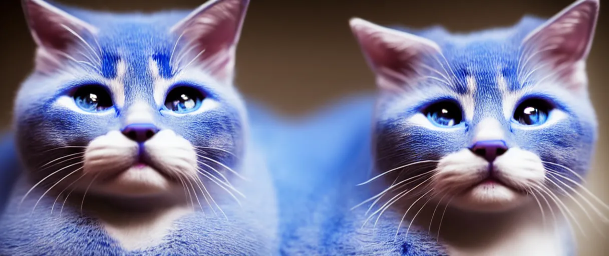 Prompt: hyperrealistic high quality photo close-up of a sad cute blue cat with round puppy eyes sharp cinematic lighting 8k low angle shallow depth of field