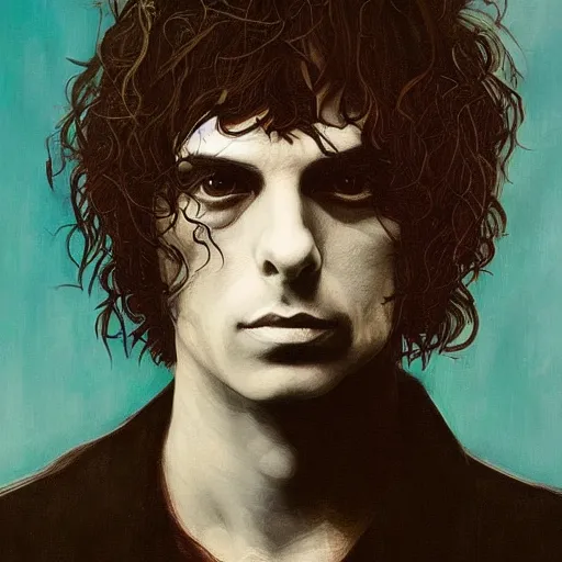 Prompt: amazing artgerm portrait of syd barrett as a preraphaelite painting, collaboration with j. scott campbell and artgerm with edward burn jones