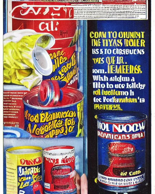 Prompt: can of worms, ebay listing, product picture, advertisement, old full spread newspaper advertisement