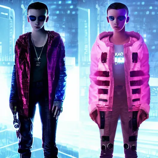 Image similar to Cyberpunk Millie Bobby Brown