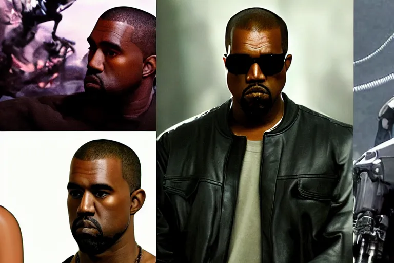 Image similar to VFX movie where Kanye West plays the Terminator by James Cameron