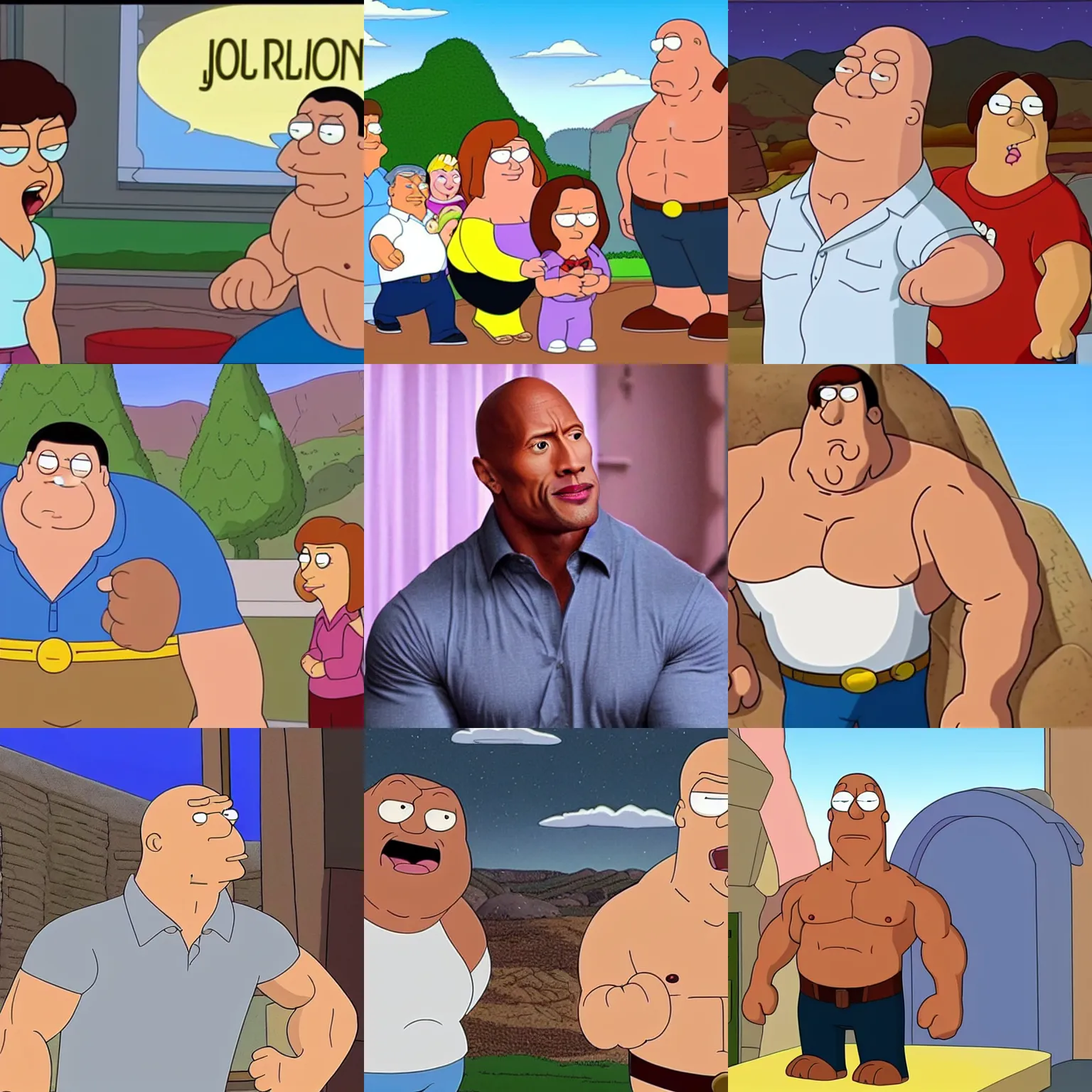 Prompt: Dwayne Johnson on Family Guy