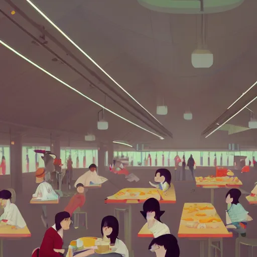 Prompt: a hawker centre by hsiao ron cheng