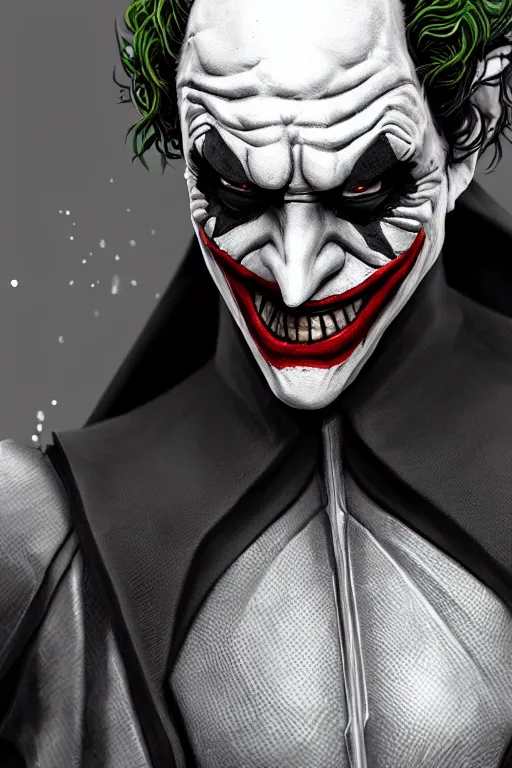 Image similar to Joker wearing sith's armor, full character, artstation, highly detailed, highly realistic
