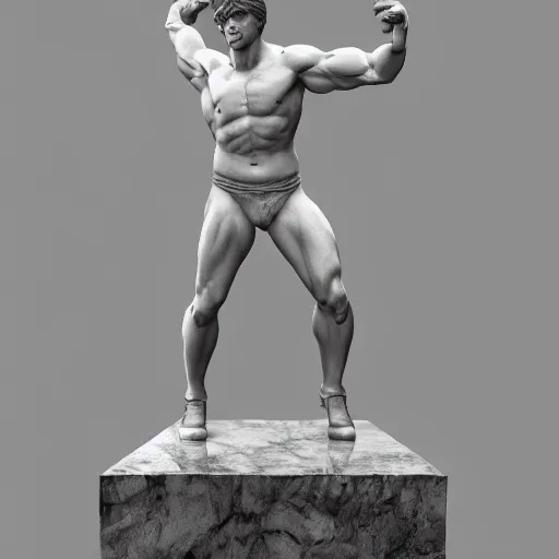 Image similar to marble statue of sylvester stallone, 3 d render, 8 k, octane render, cycles render, unreal engine